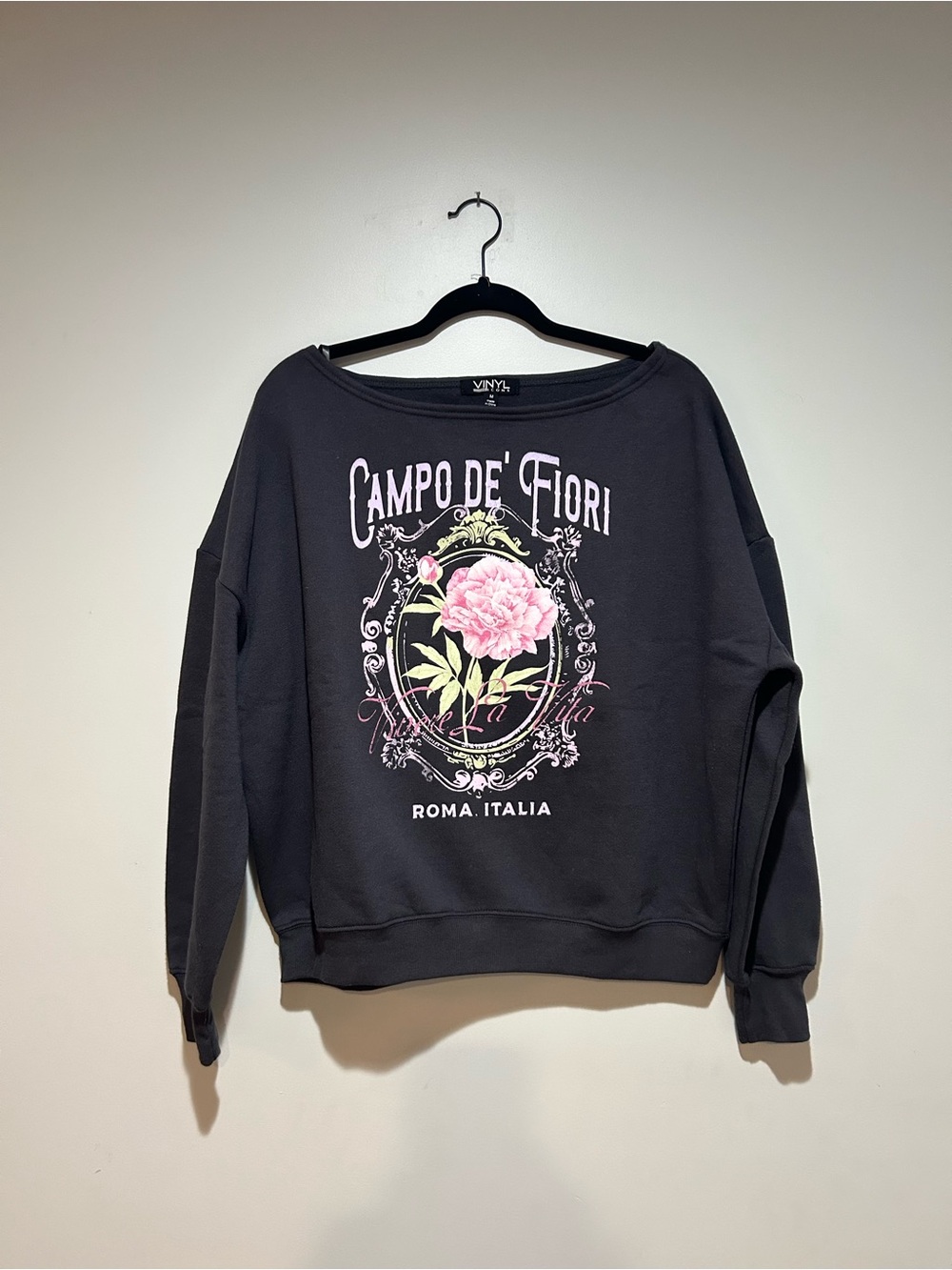 VINYL 'Campo de' Fiori' Black Floral Graphic Sweatshirt